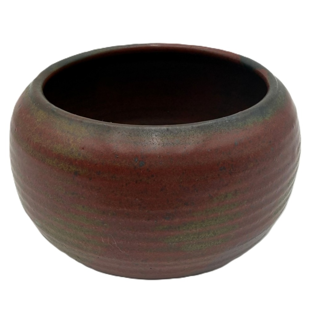 Glen Wiegard 1988 Studio Pottery Bowl Vintage Red Green Glazed Signed Stoneware